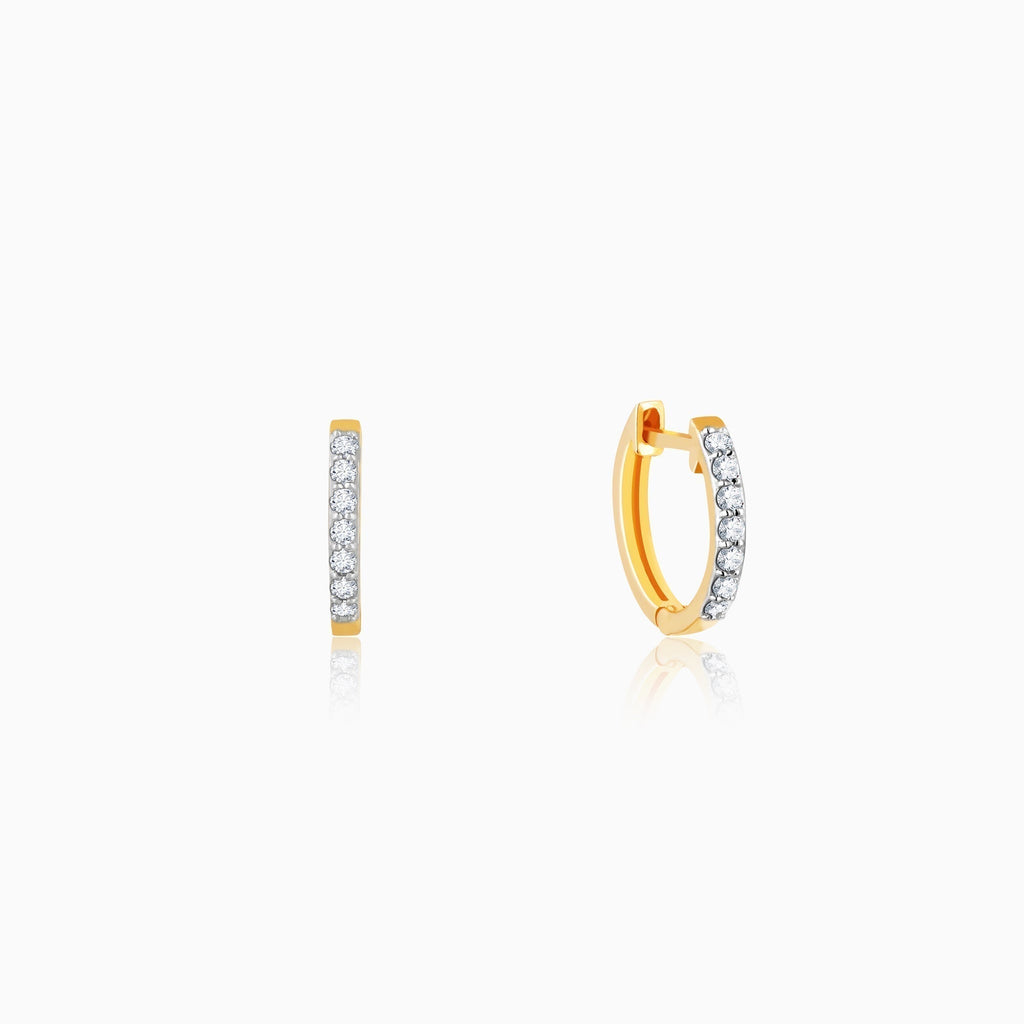 Gold Glowing Sphere Diamond Hoop Earrings