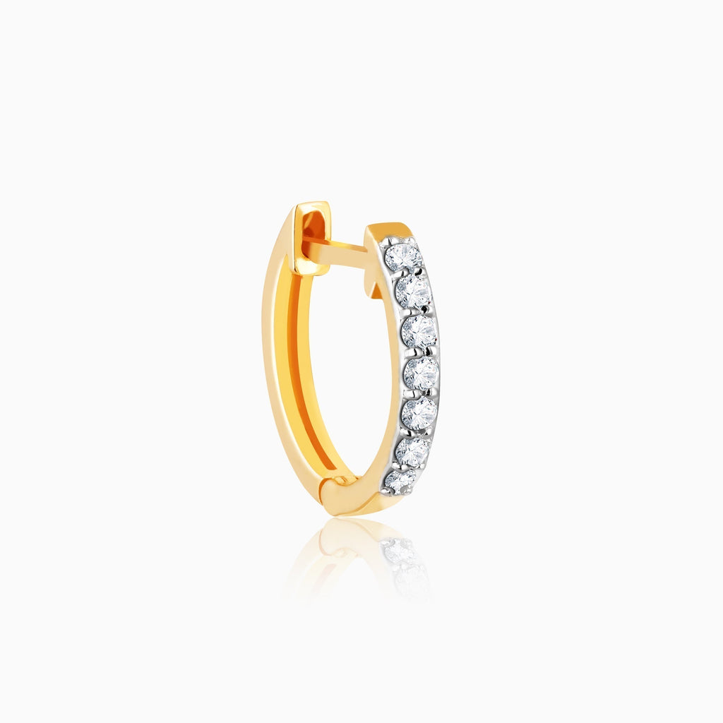 Gold Glowing Sphere Diamond Hoop Earrings