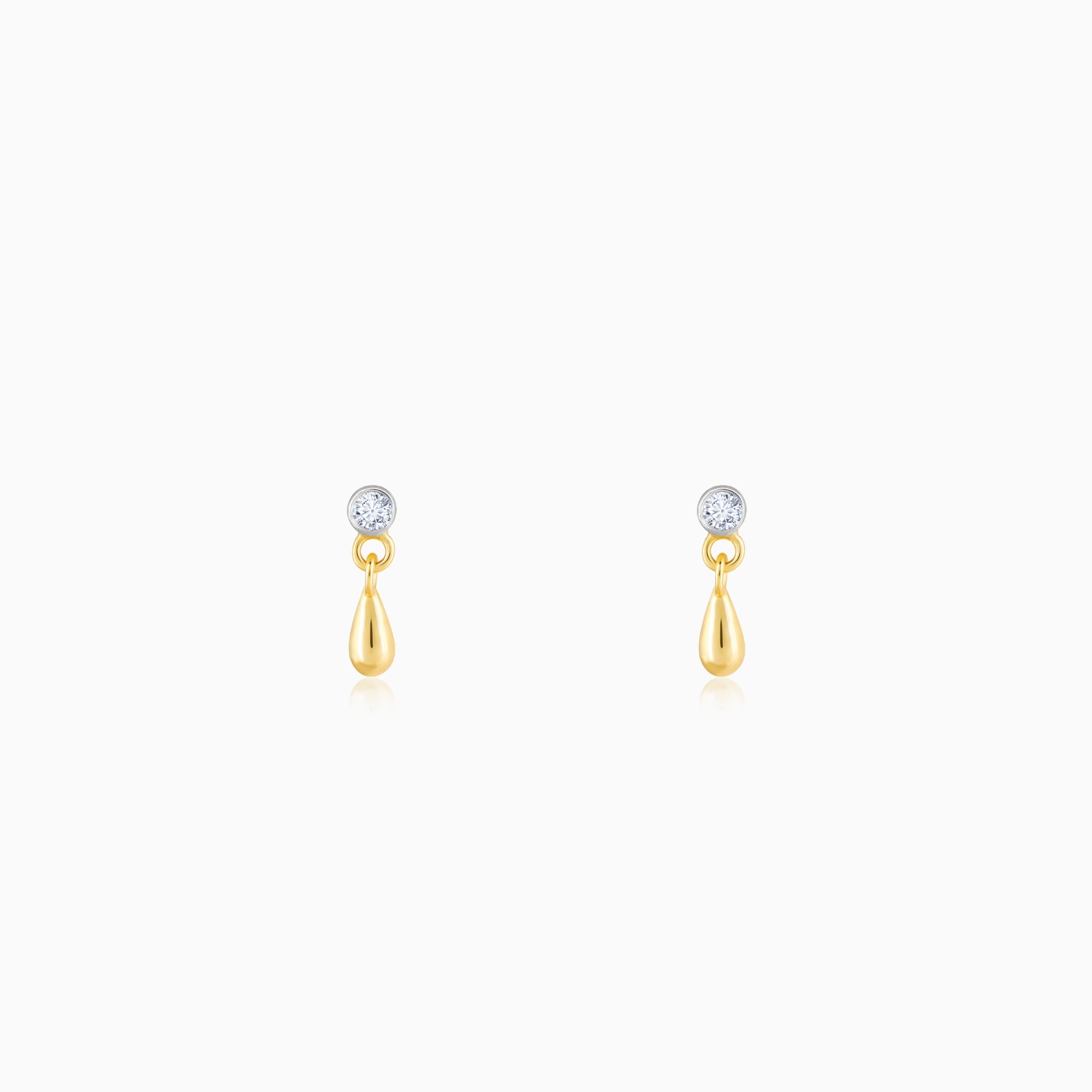 Gold Raindrop Solitaire Diamond Earrings