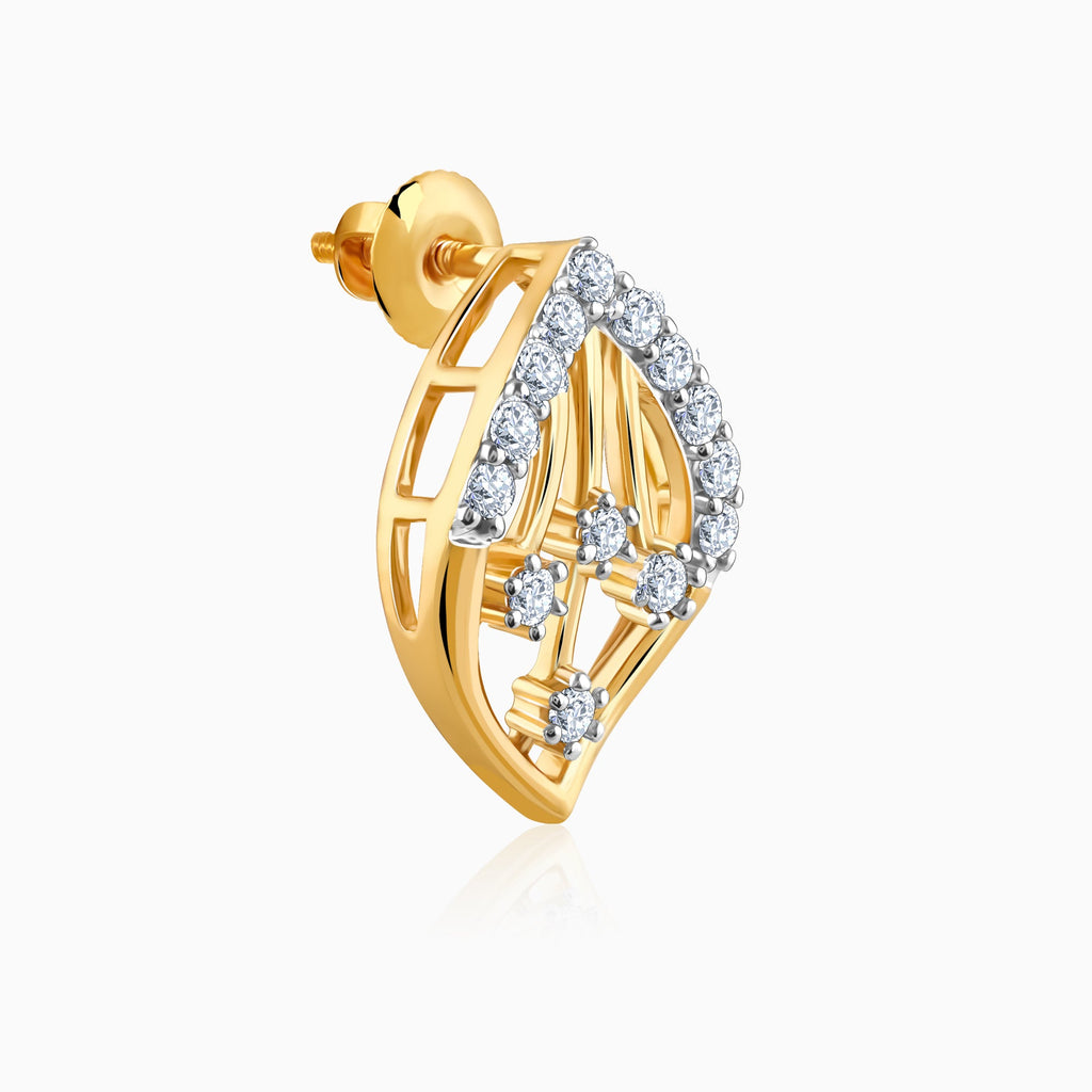 Gold Feuille Diamond Earrings