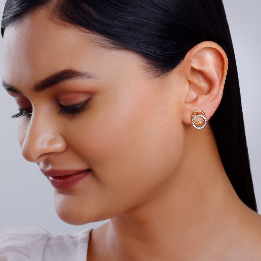 Gold Radiant Orbit Lab Grown Diamond Earrings