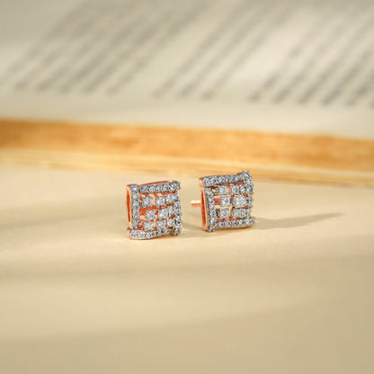 Rose Gold Quadratisch Diamond Earrings