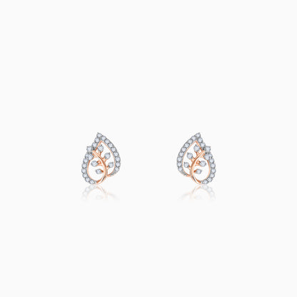 Rose Gold Leafy Love Diamond Earrings