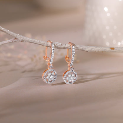 Rose Gold Harmony Solitaire Diamond Drop Earrings