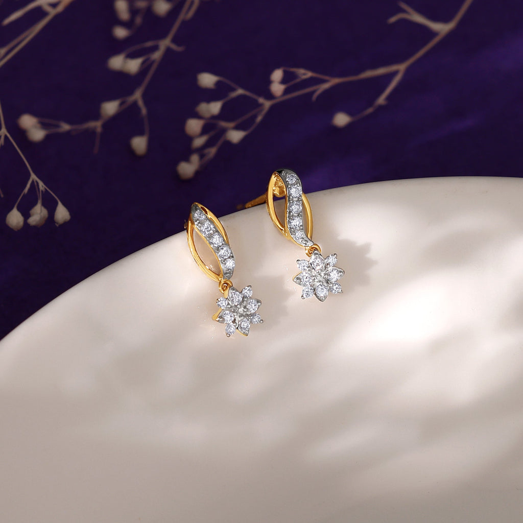 Gold Flora Flow Diamond Earrings