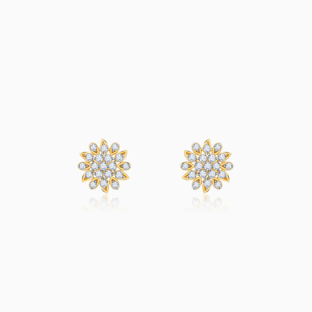 Gold Radiant Blossom Diamond Earrings