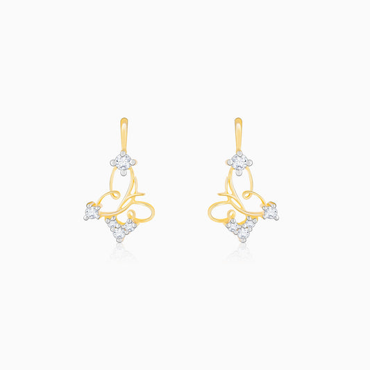Gold Winsome Butterfly Diamond Earrings