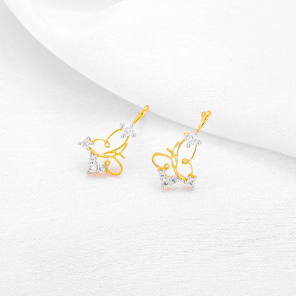 Gold Winsome Butterfly Diamond Earrings