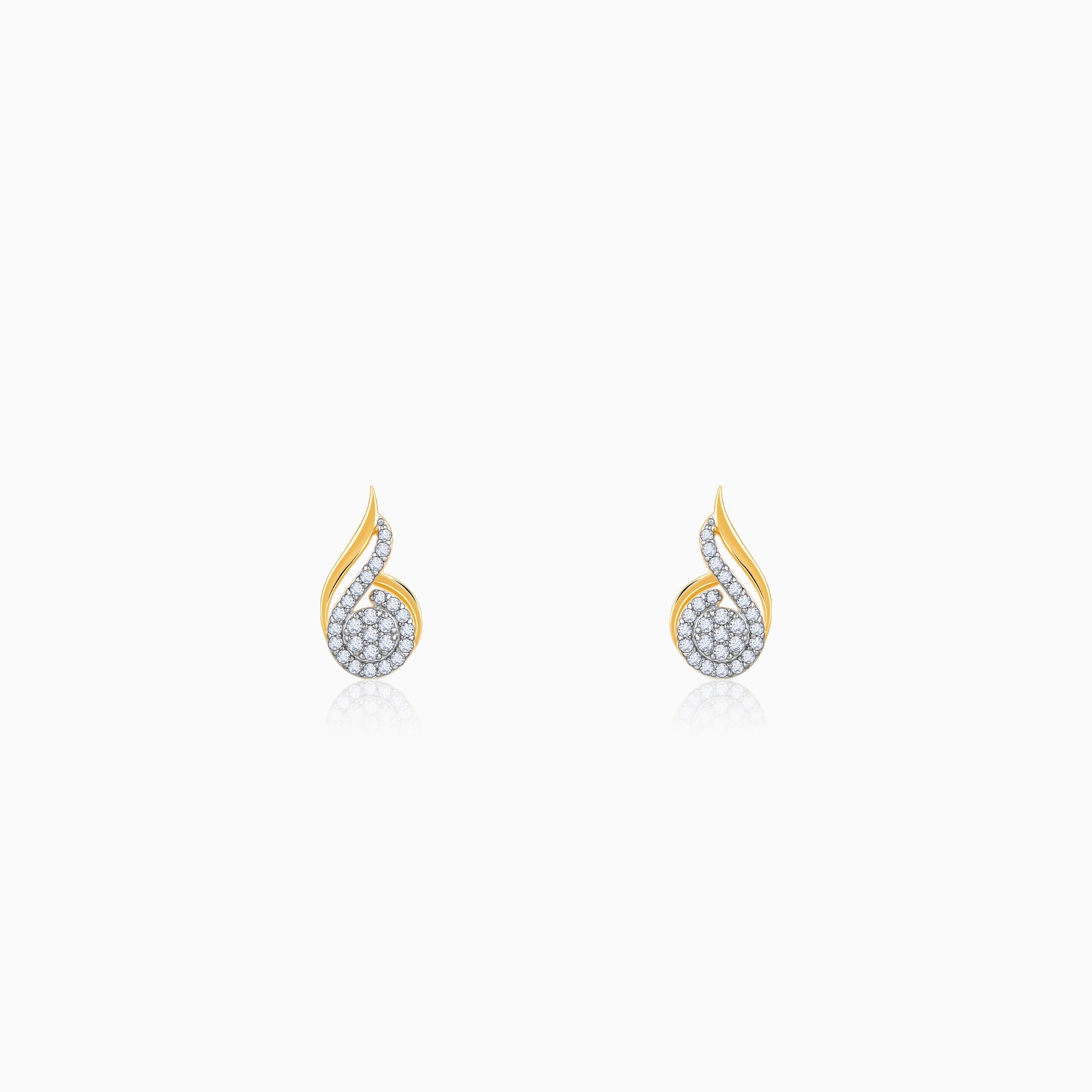 Gold Sparkling Flow Diamond Earrings