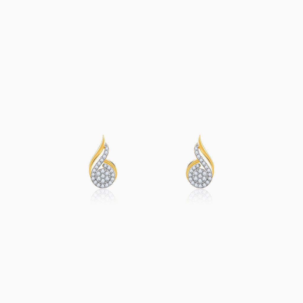 Gold Sparkling Flow Diamond Earrings