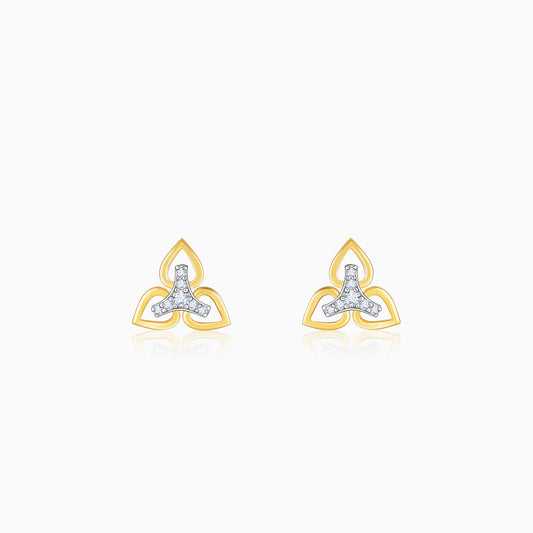 Gold Triple Floret Diamond Earrings