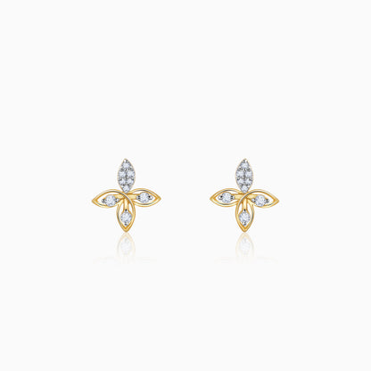Gold Auric Flower Diamond Earrings