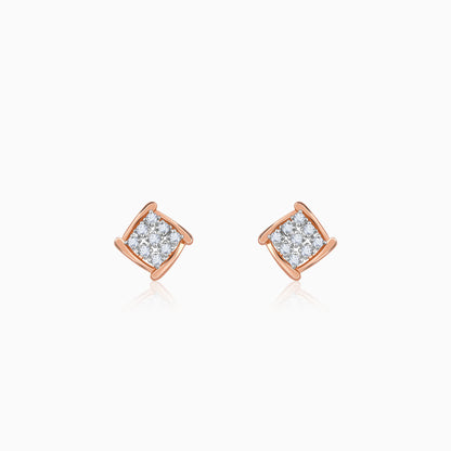 Rose Gold Sparkling Square Lab Grown Diamond Earrings