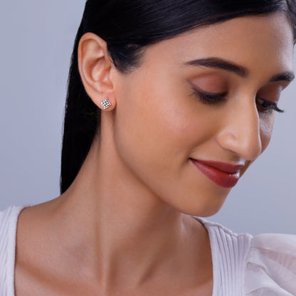 Rose Gold Sparkling Square Lab Grown Diamond Earrings