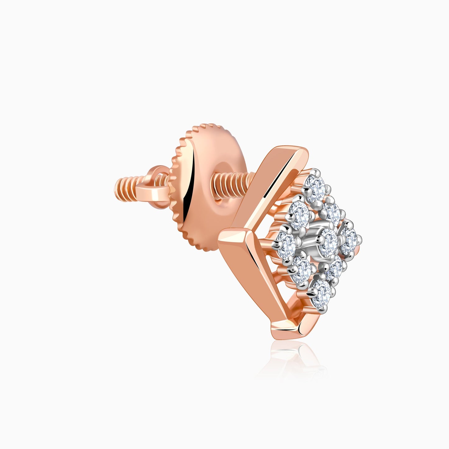 Rose Gold Sparkling Square Lab Grown Diamond Earrings