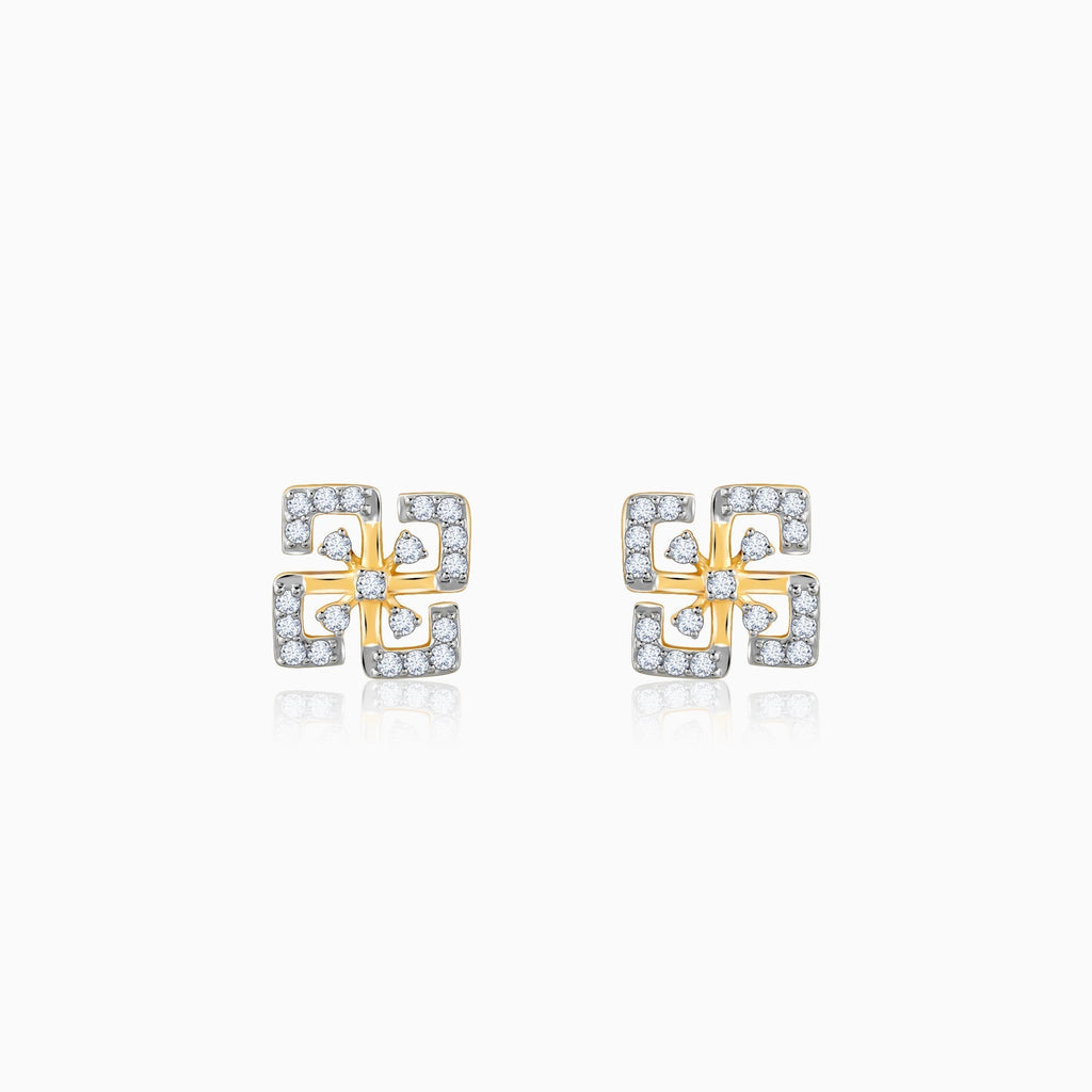 Gold Quadrado Diamond Earrings