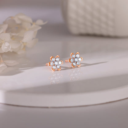 Gold Blossom Burst Diamond Earrings