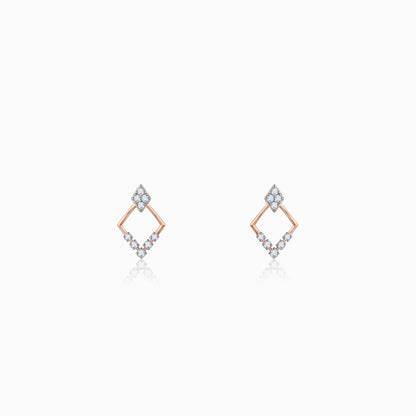 Rose Gold Radiant Rhombus Diamond Earrings