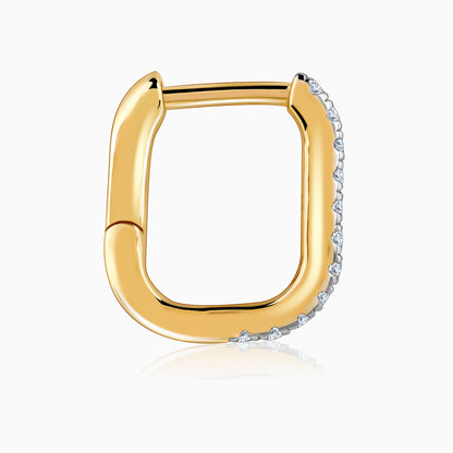 Gold Bold Circles Diamond J Hoop Earrings