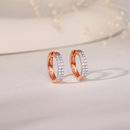 Rose Gold Huggies Lab Grown Diamond Earrings