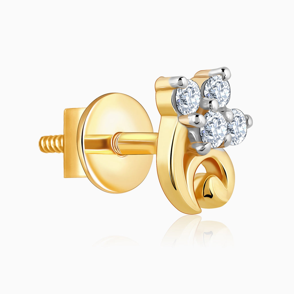 Gold Lustrous Dot Diamond Earrings