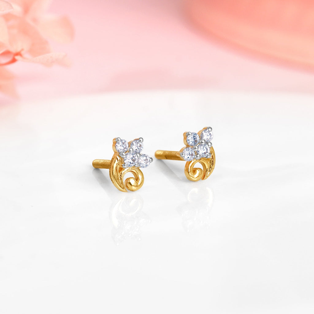 Gold Lustrous Dot Diamond Earrings