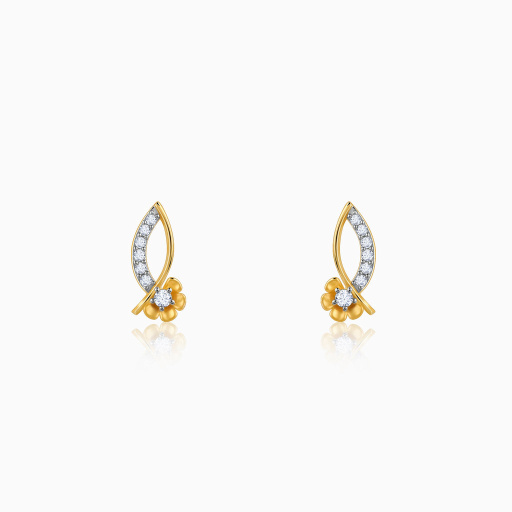 Gold Funky Florals Diamond Earrings