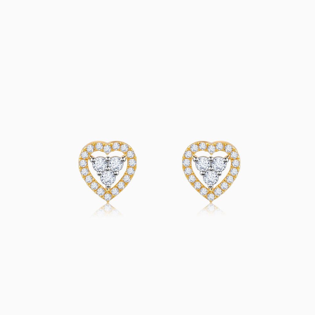 Gold Heartlet Diamond Earrings