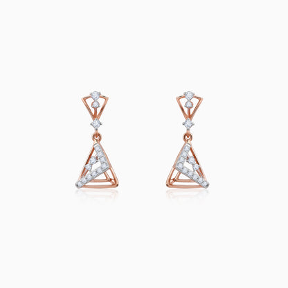 Rose Gold Ternion Lab Grown Diamond Dangler Earrings