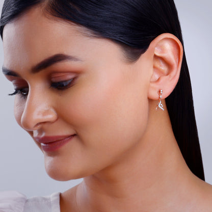 Rose Gold Ternion Lab Grown Diamond Dangler Earrings