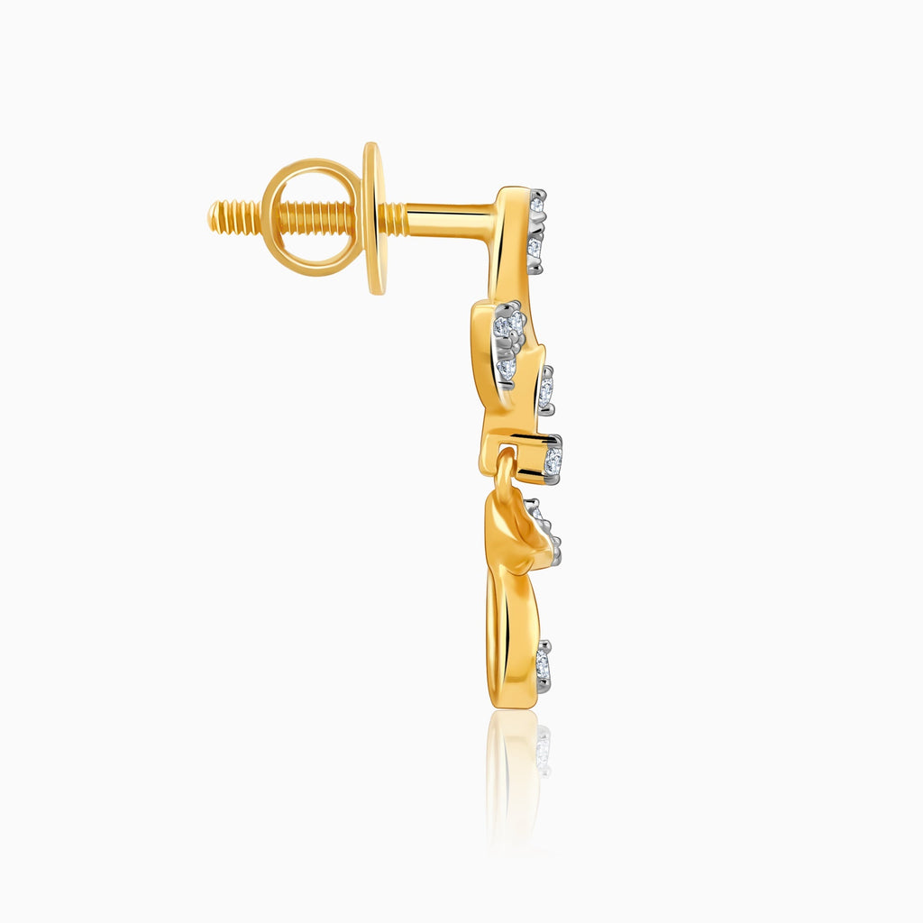 Gold Leaflight Lab Grown Diamond Earrings