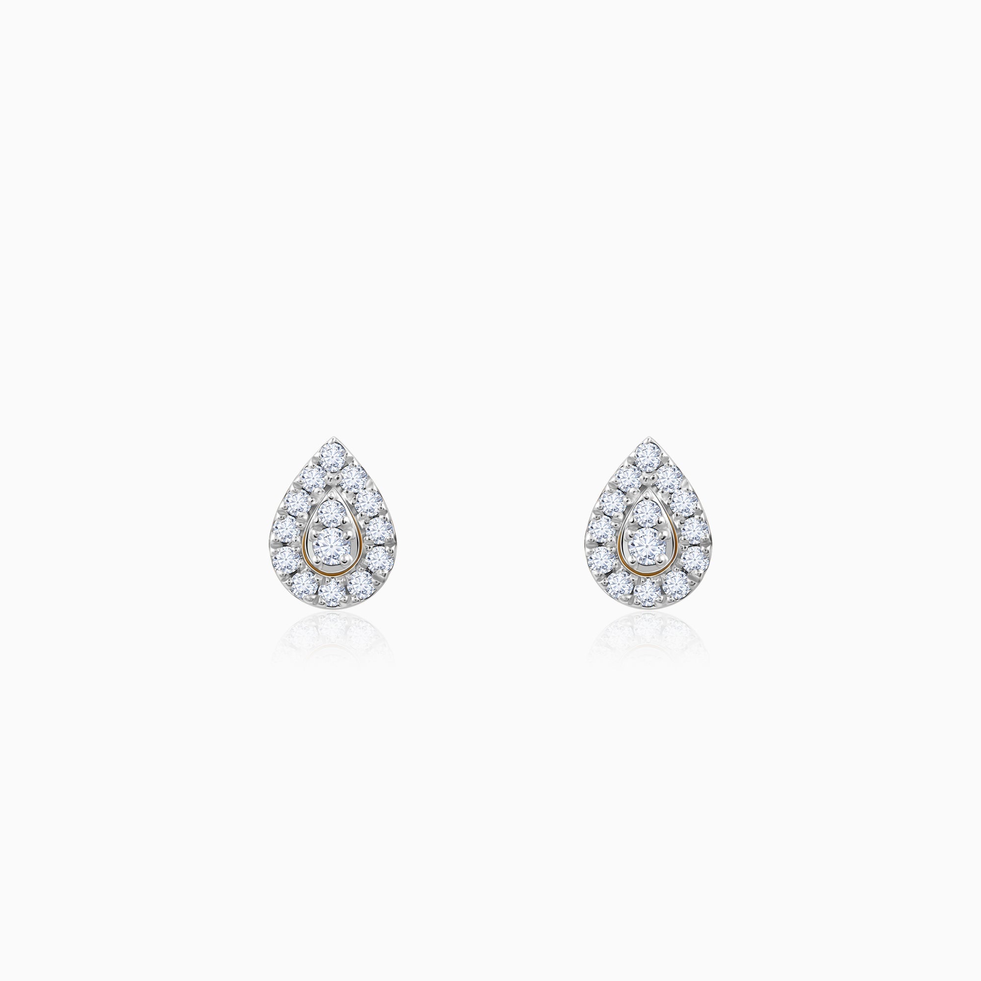 Gold Embellish Lab Grown Diamond Teardrop Earrings