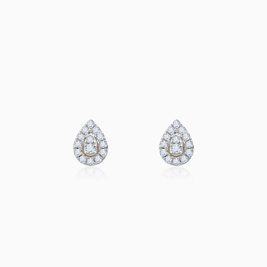 Gold Embellish Lab Grown Diamond Teardrop Earrings