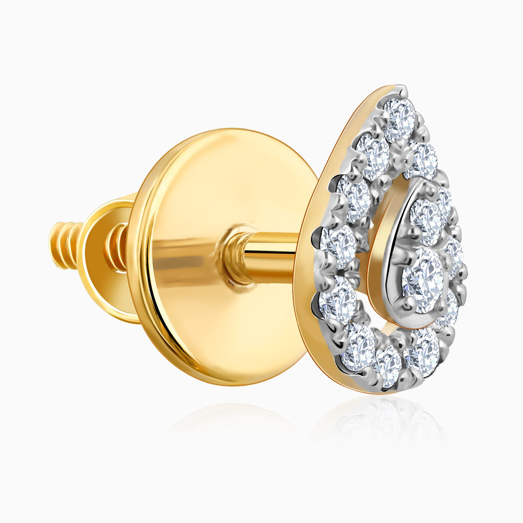 Gold Embellish Lab Grown Diamond Teardrop Earrings