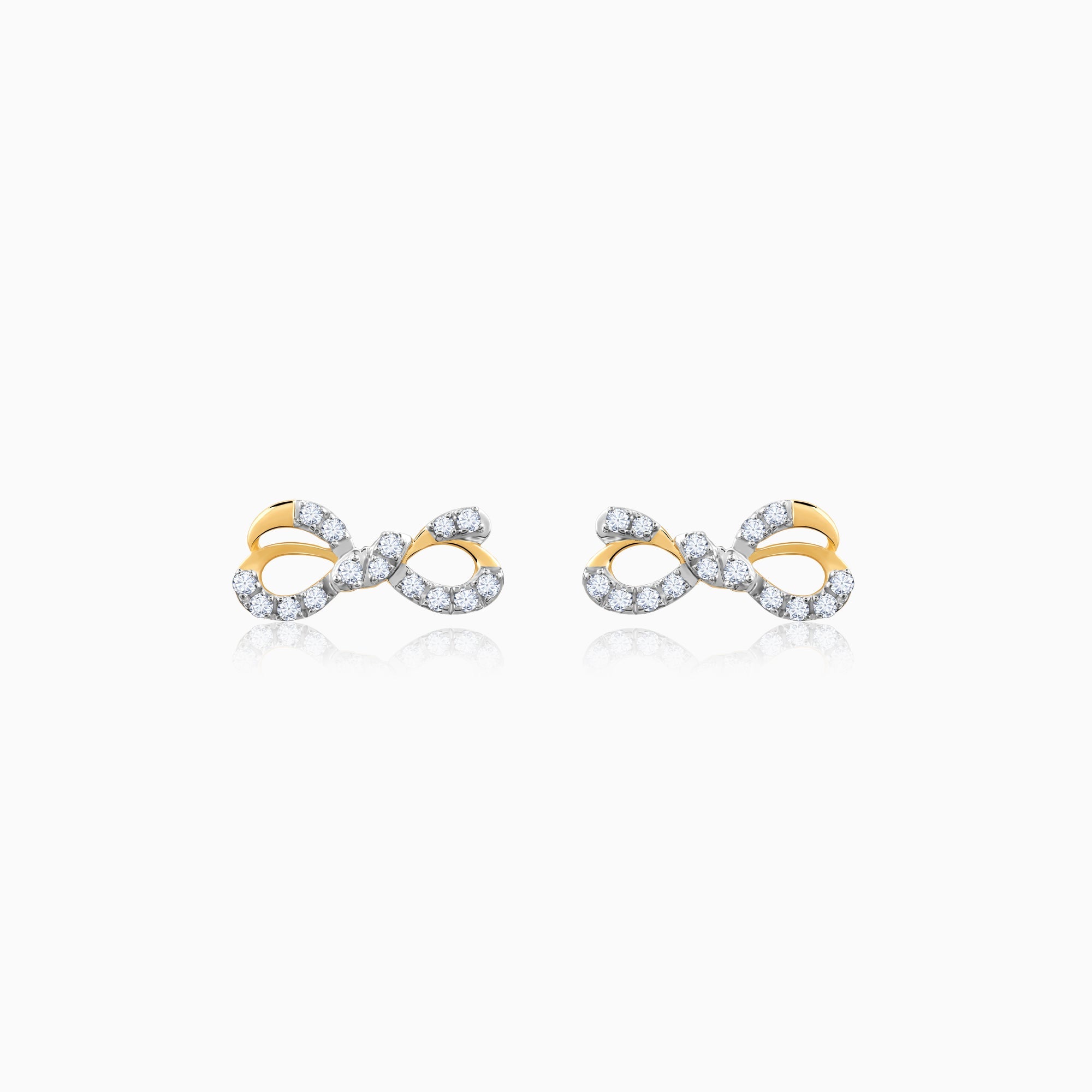 Gold Ribbon Love Lab Grown Diamond Earrings