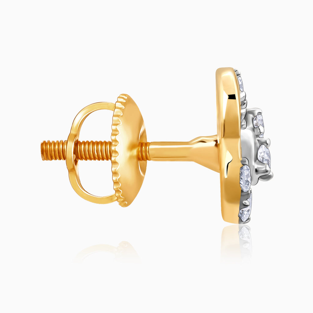 Gold Ribbon Love Lab Grown Diamond Earrings