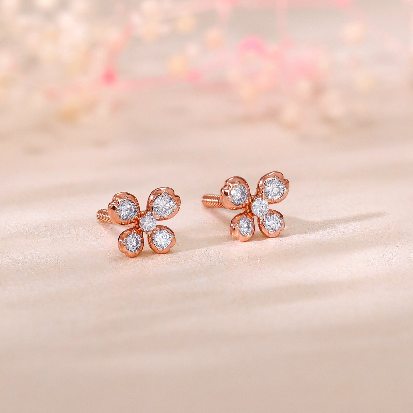 Rose Gold Primrose Lab Grown Diamond Earrings