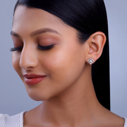 Rose Gold Floral Twist Lab Grown Diamond Earrings