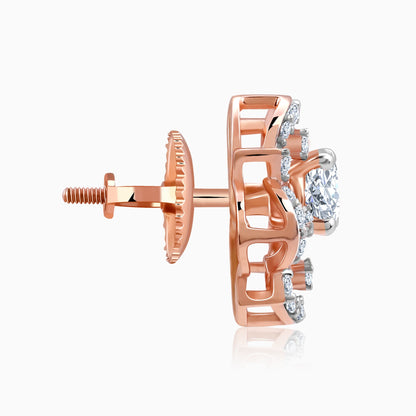 Rose Gold Floral Twist Lab Grown Diamond Earrings