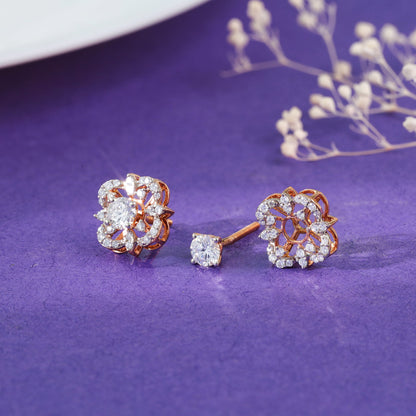 Rose Gold Floral Twist Lab Grown Diamond Earrings
