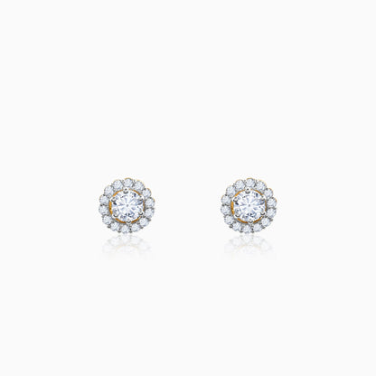 Gold Blossom Halo Lab Grown Diamond Earrings