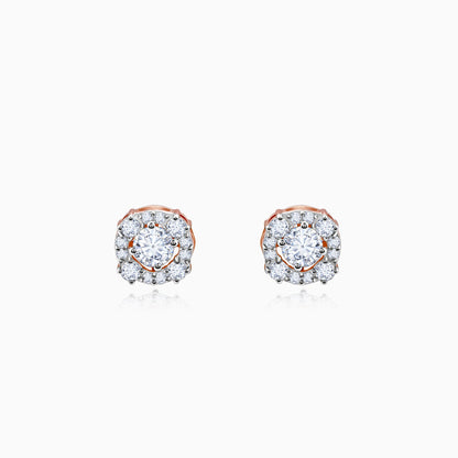 Rose Gold Spring Halo Lab Grown Diamond Earrings
