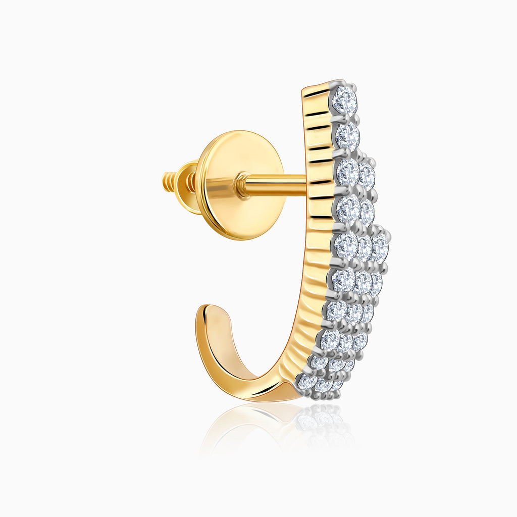 Gold Lumiere Lab Grown Diamond Semi Hoop Earrings