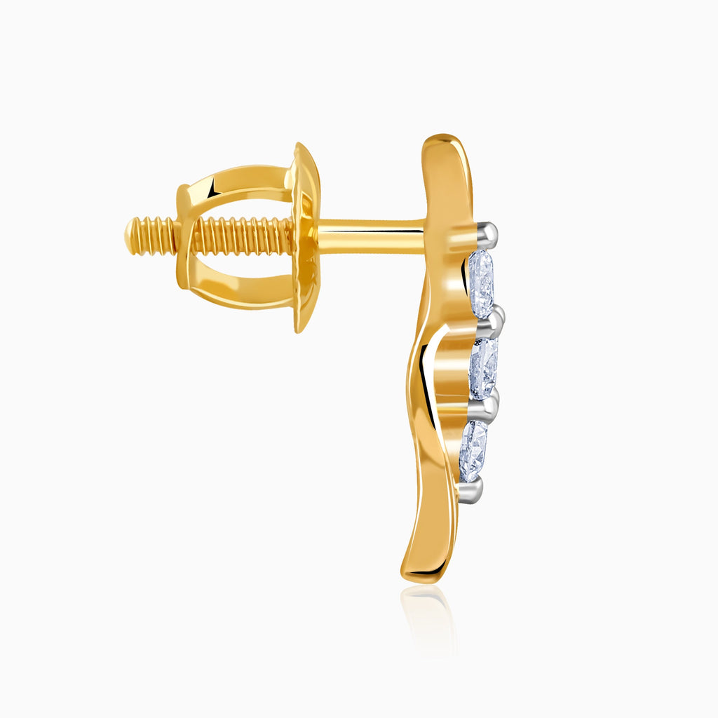 Gold Soft Waves Lab Grown Diamond Earrings
