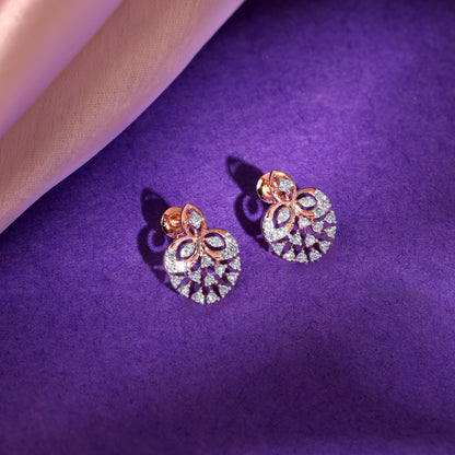 Rose Gold Trinity Sparkle Lab Grown Diamond Earrings