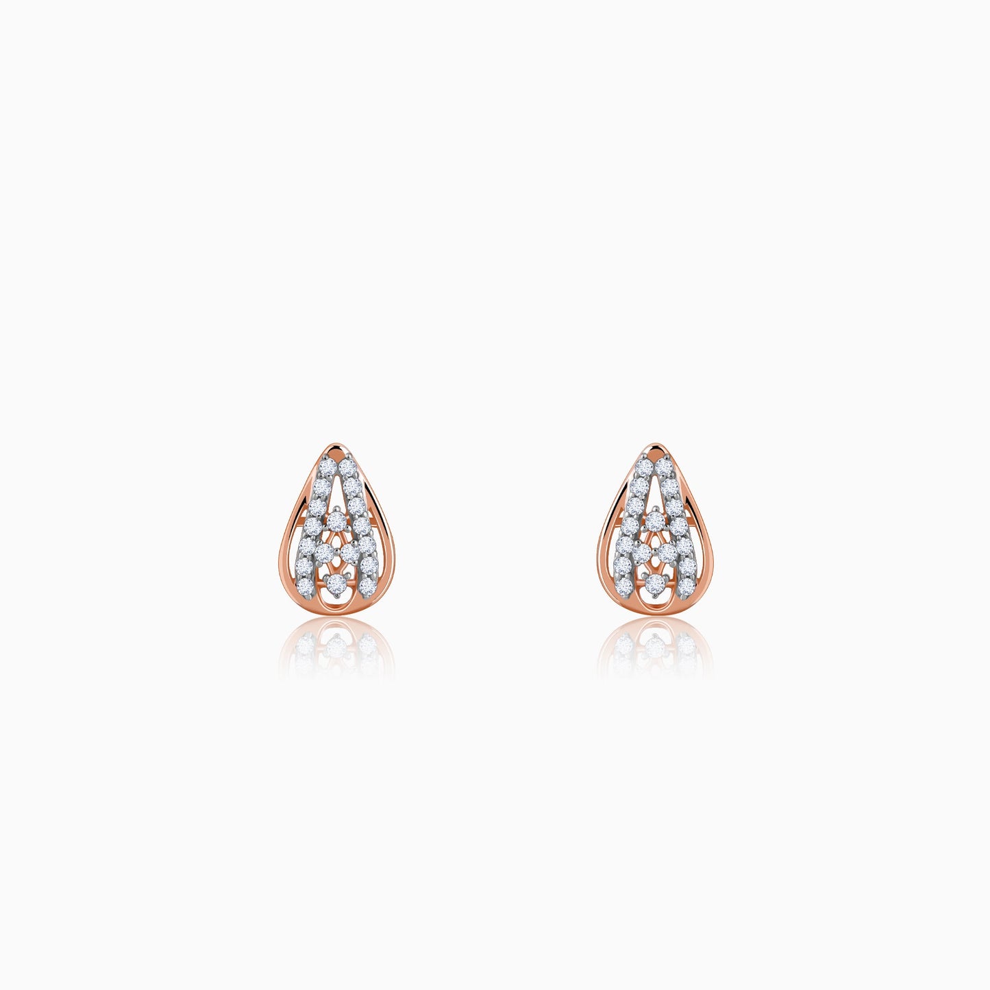 Rose Gold Modern Pear Lab Grown Diamond Earrings
