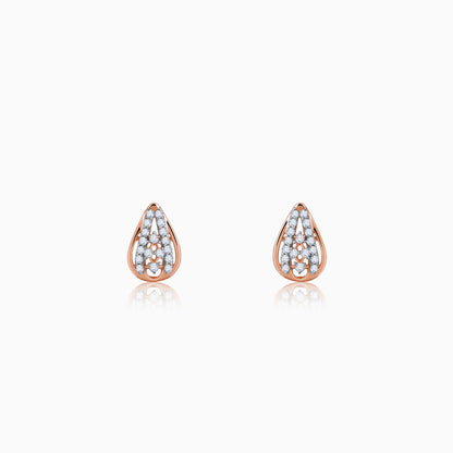 Rose Gold Modern Pear Lab Grown Diamond Earrings