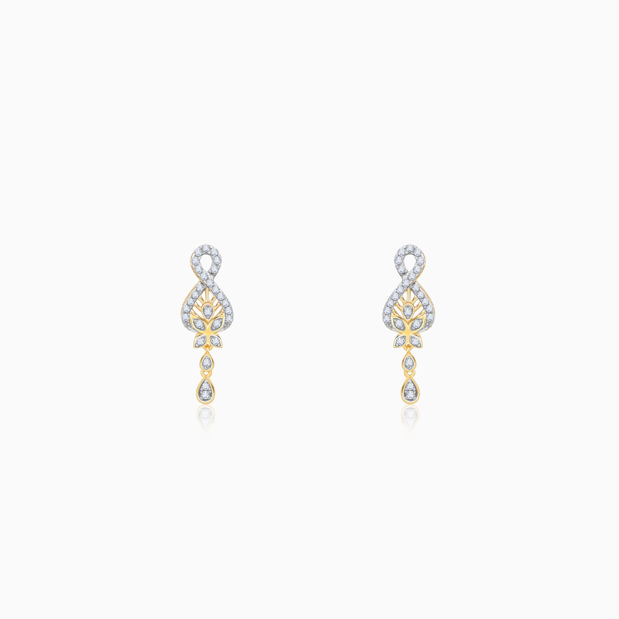 Gold Floral Finite Lab Grown Diamond Earrings