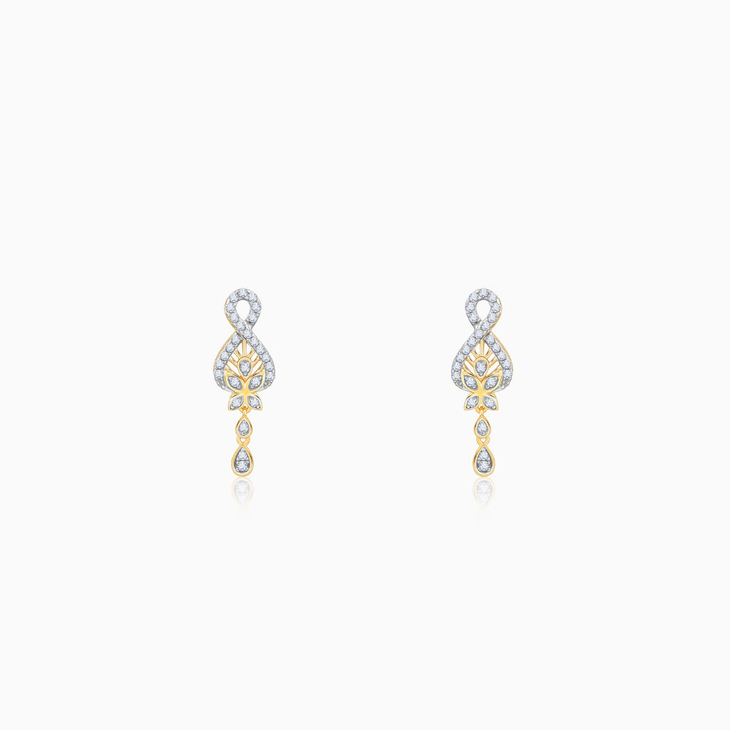 Gold Floral Finite Lab Grown Diamond Earrings