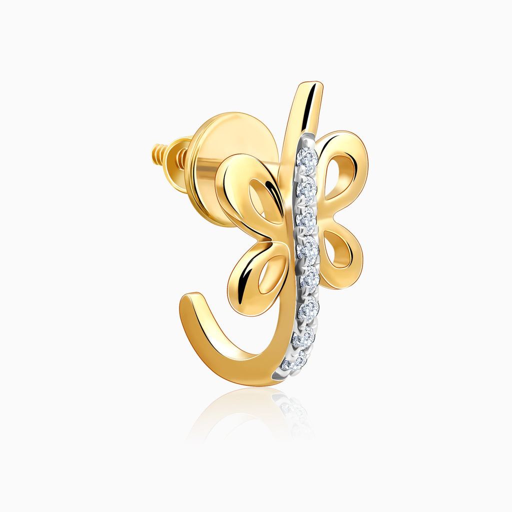 Gold Fides J-hoop Lab Grown Diamond Earrings
